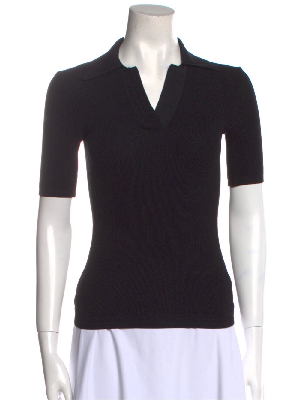 Holzweiler luxury ribbed-knit polo shirt in black